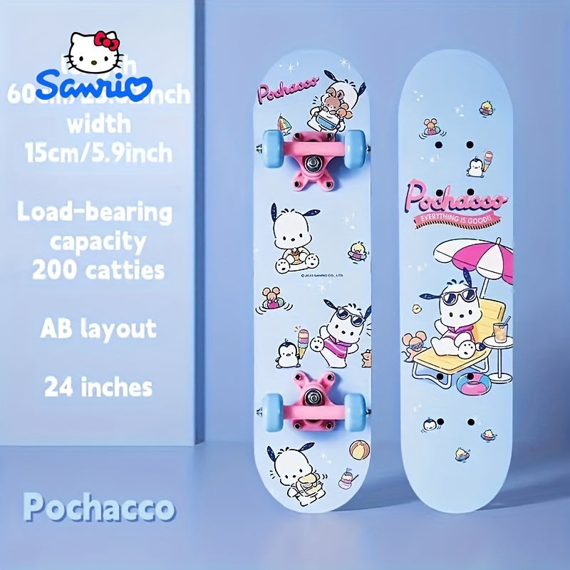 Strong Load Capacity SANRIO Hello Kitty & Friends Themed Skateboard - Dual Rocker Design, Perfect for Beginners, Ideal Christmas, Halloween, Birthday Gift