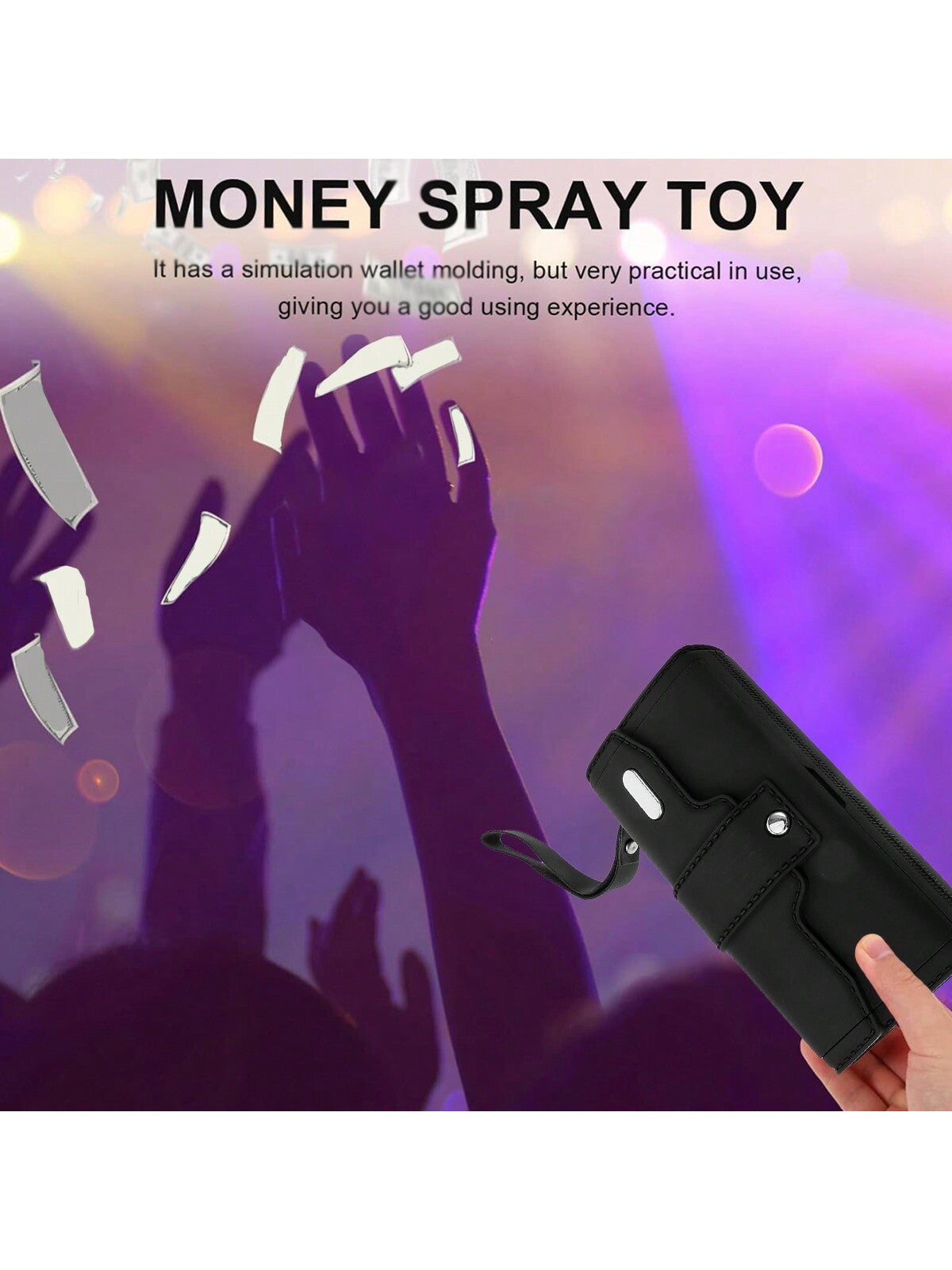 Money Rain Shooting Toy Gun With Prop Money Bag Cash Cannon With Money Spray Gun Can Spray Real Money With 100 Fake Bills Suitable For Game Movie Party Birthday Gift Black Black