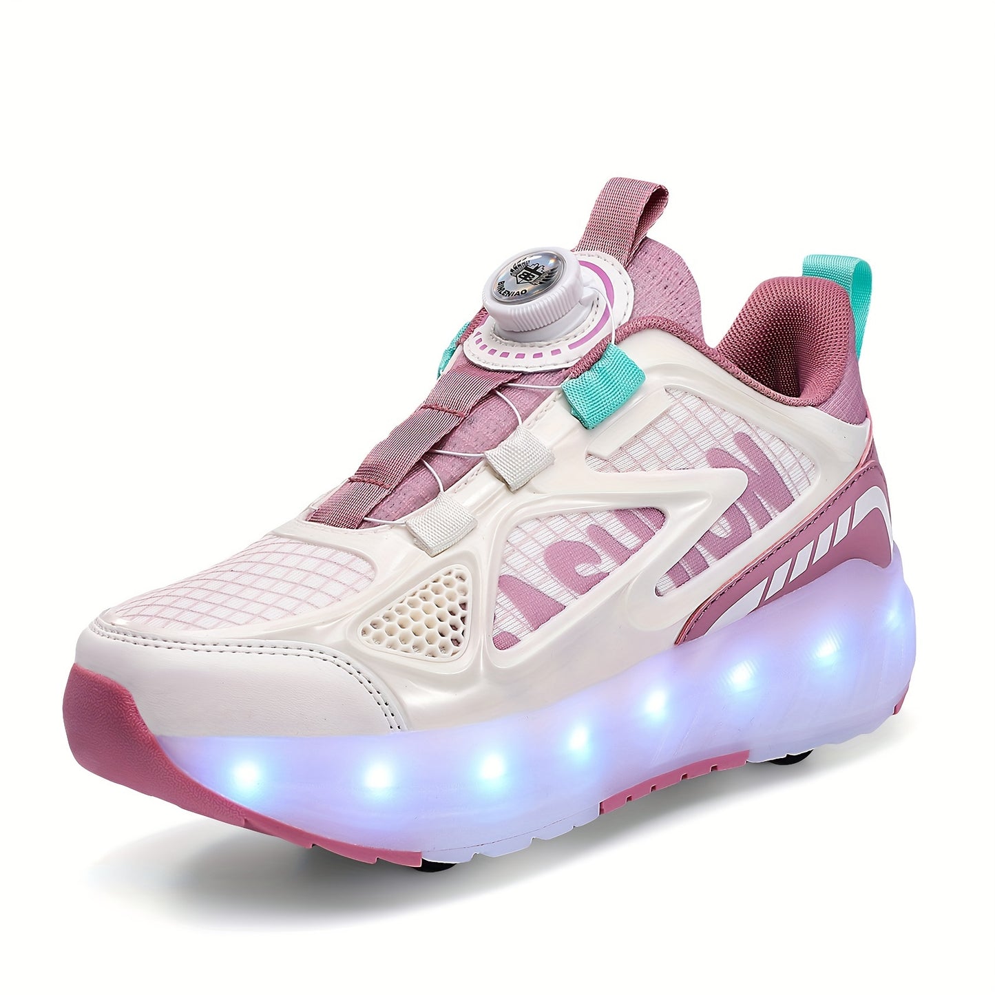 Rechargeable Eight-Wheel Roller Skates with LED Lights for Girls