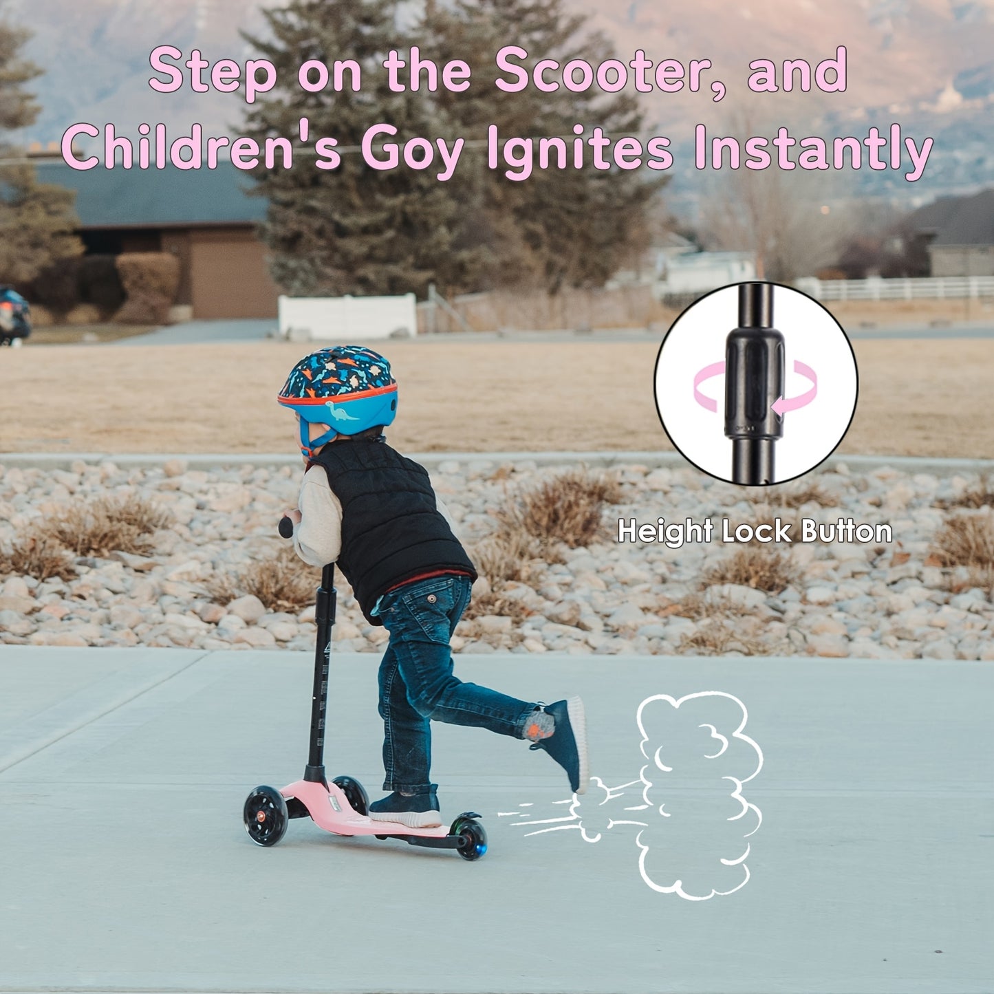 Adjustable Youngsters Scooter with Light-Up Wheels, Extra-Wide Deck & Lean-to-Steer Design – Easy Learning for Youngsters & Youngsters, Perfect Gift for Boys & Girls, Black Handlebar & T-Shaped Frame