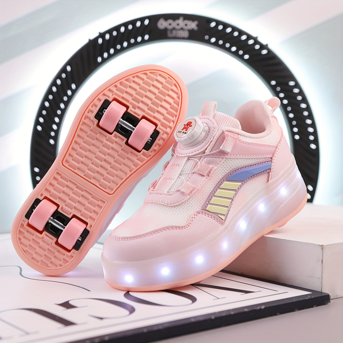 Student And Children'S Fashionable LED Luminous Shoes, Outdoor Sports And Leisure Skateboarding Shoes, USB Rechargeable Roller Shoes, Cool, Breathable And Wear-Resistant, Suitable for All Seasons, Luminous Shoes, Detachable Roller Sports Shoes