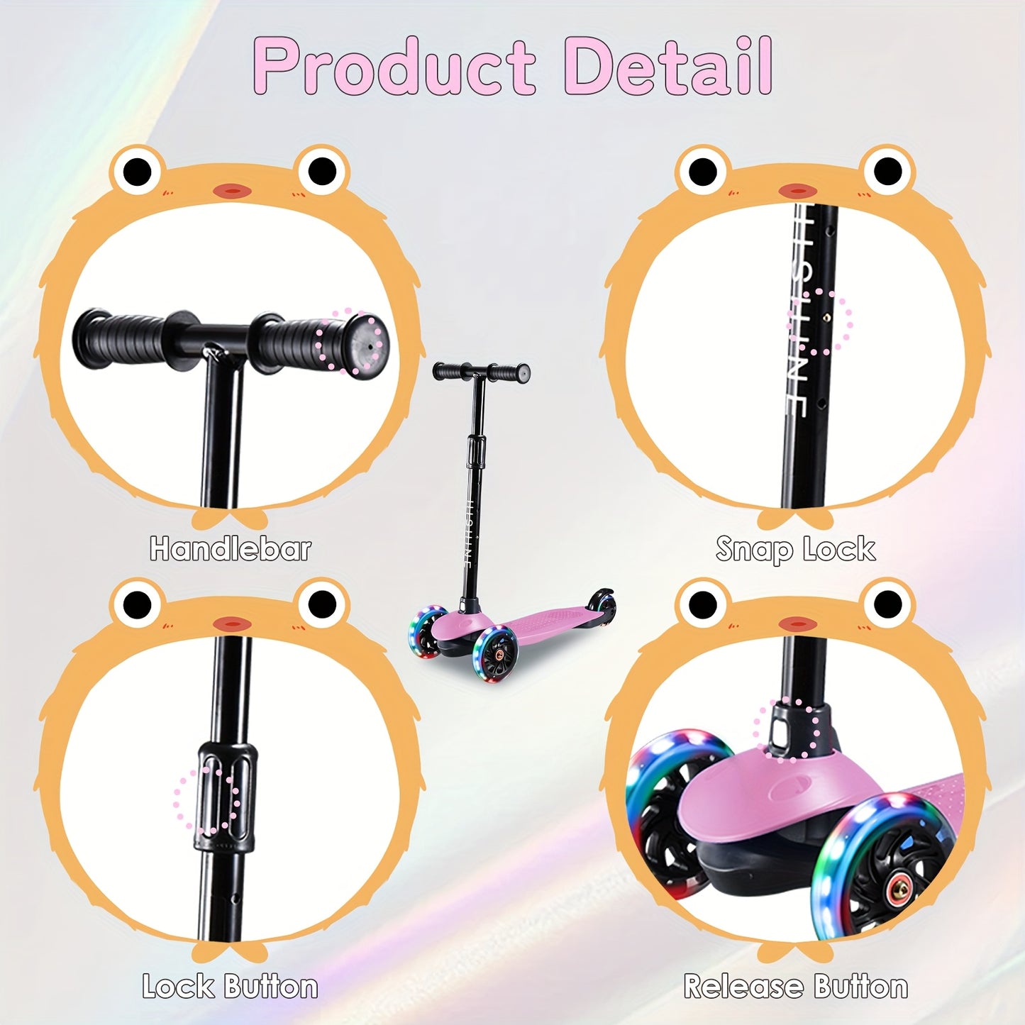Adjustable Youngsters Scooter with Light-Up Wheels, Extra-Wide Deck & Lean-to-Steer Design – Easy Learning for Youngsters & Youngsters, Perfect Gift for Boys & Girls, Black Handlebar & T-Shaped Frame