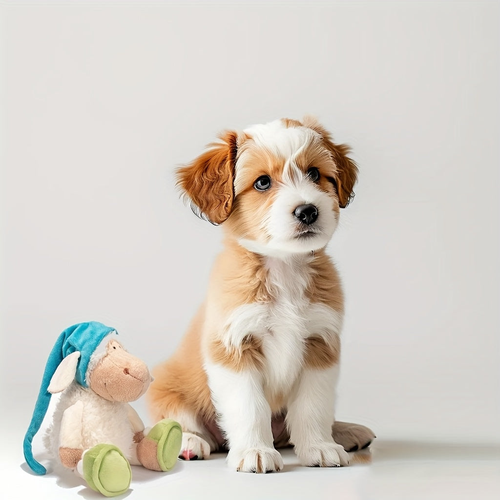 1pc Soft Cuddly Lamb Toy 1pc Cuddly Lamb Plush Toy, Soft Polyester Stuffed Animal, Interactive Pet Chew Toy for Dogs & Cats, Creative Shape, Ideal for Small to Medium Breeds, Durable Pet Supplies for Training & Decoration, Stuffed Plushies