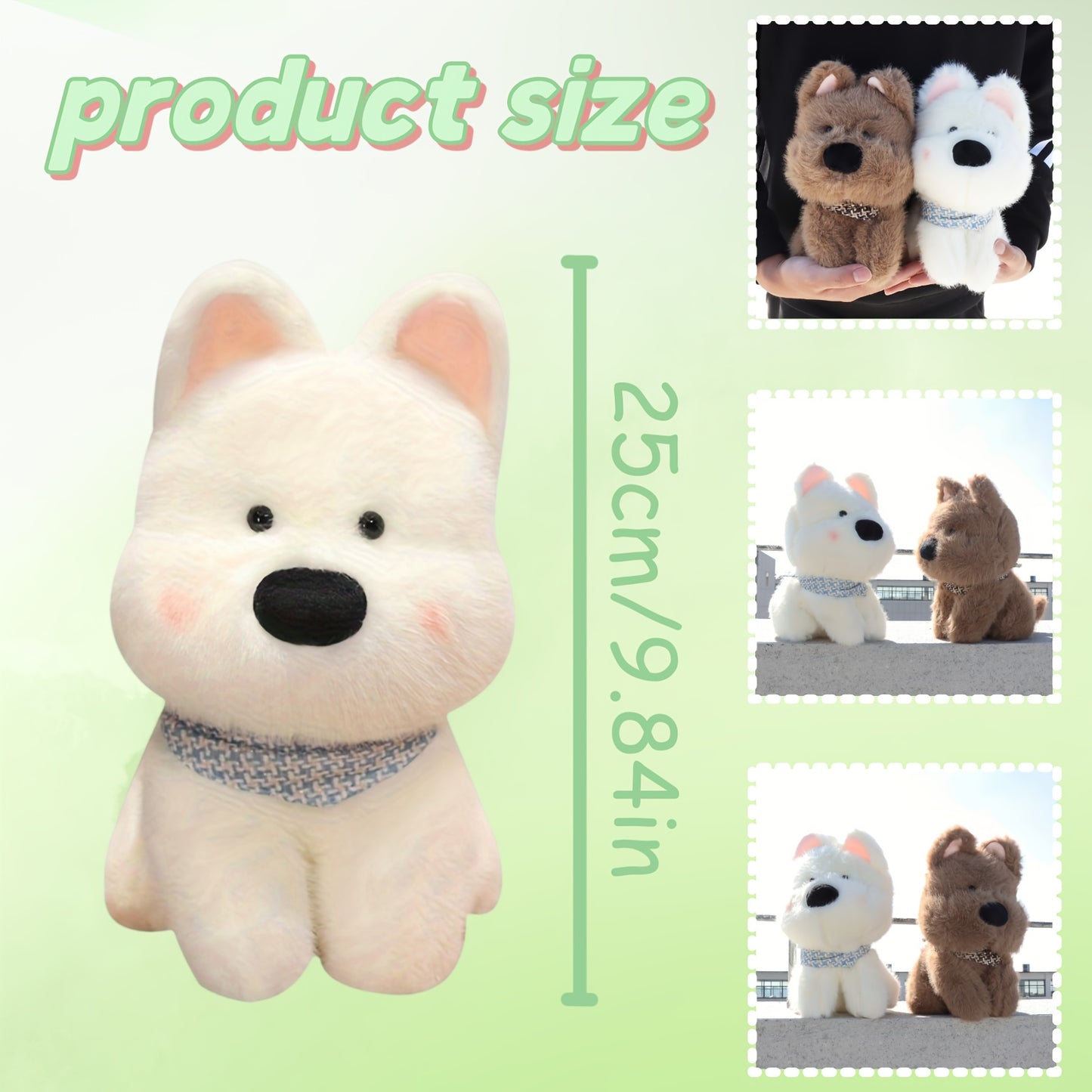 Kawaii Plush Toys Cute Kawaii 25cm\u002F9.84in Cartoon West Highland White Terrier Plush Toys - Western Highland Dog Stuffed Animals Plushies - Ideal Birthday or Holiday Gift for Halloween Christmas