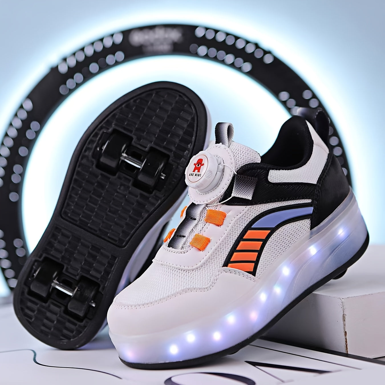 Student And Children'S Fashionable LED Luminous Shoes, Outdoor Sports And Leisure Skateboarding Shoes, USB Rechargeable Roller Shoes, Cool, Breathable And Wear-Resistant, Suitable for All Seasons, Luminous Shoes, Detachable Roller Sports Shoes