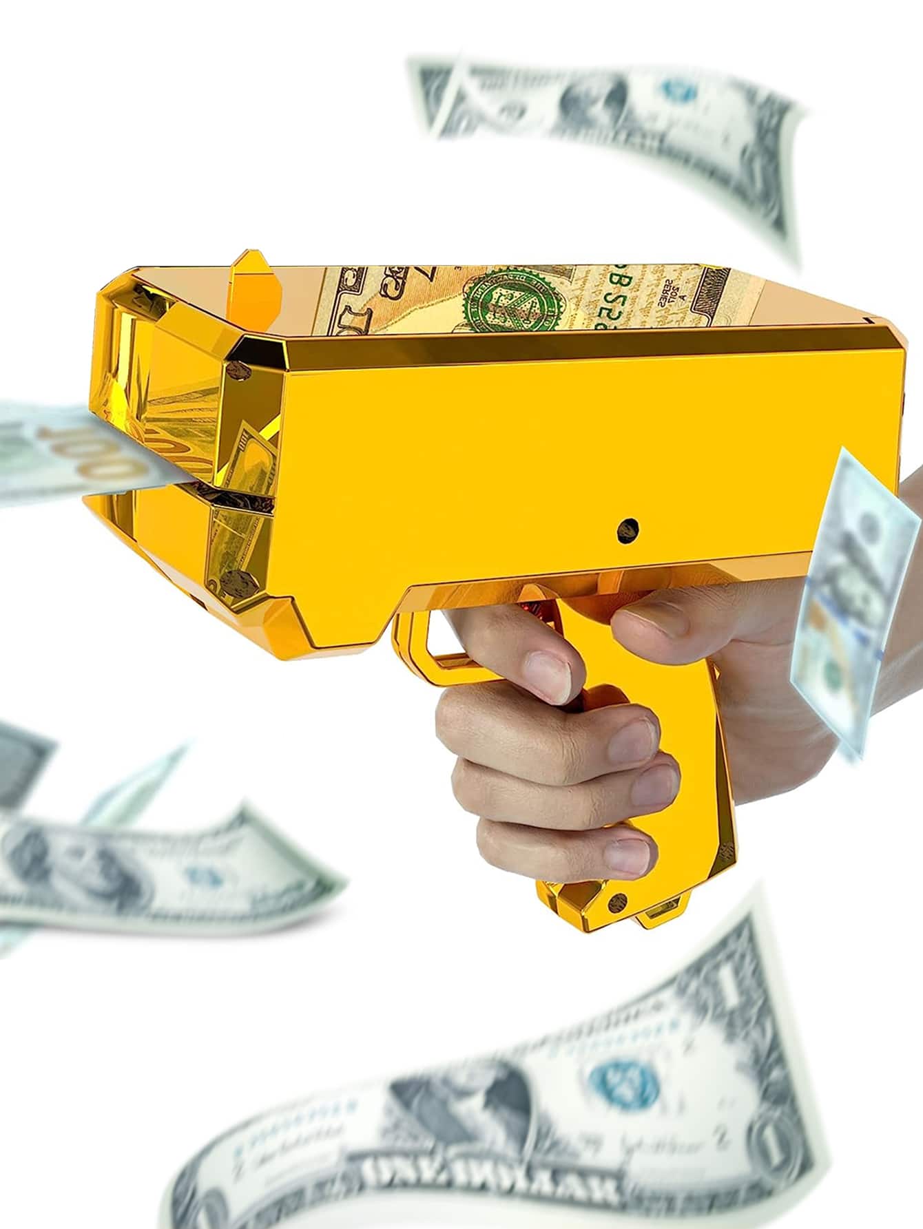 Super Money Guns Toys ,Fake Paper Playing Spray Money Gun Make It Rain Toy Gun, Handheld Cash Gun Fake Bill Dispenser Money Shooter Toy Gold