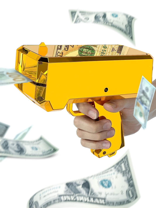 Super Money Guns Toys ,Fake Paper Playing Spray Money Gun Make It Rain Toy Gun, Handheld Cash Gun Fake Bill Dispenser Money Shooter Toy Gold