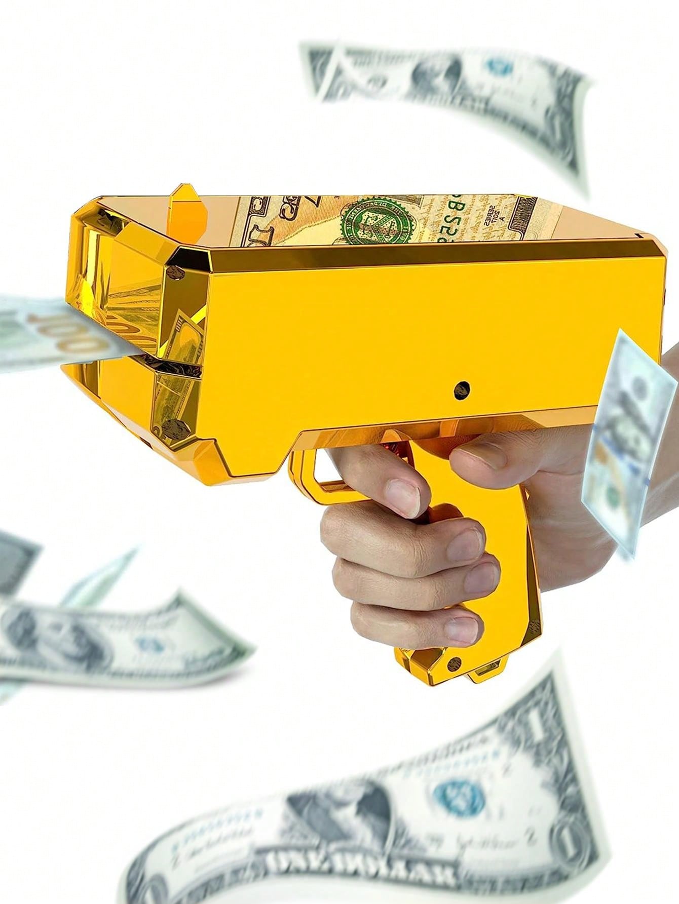 Super Money Guns Toys ,Fake Paper Playing Spray Money Gun Make It Rain Toy Gun, Handheld Cash Gun Fake Bill Dispenser Money Shooter Toy Gold