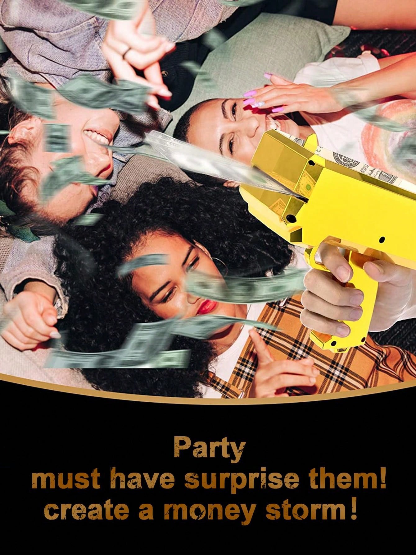 Super Money Guns Toys ,Fake Paper Playing Spray Money Gun Make It Rain Toy Gun, Handheld Cash Gun Fake Bill Dispenser Money Shooter Toy Gold