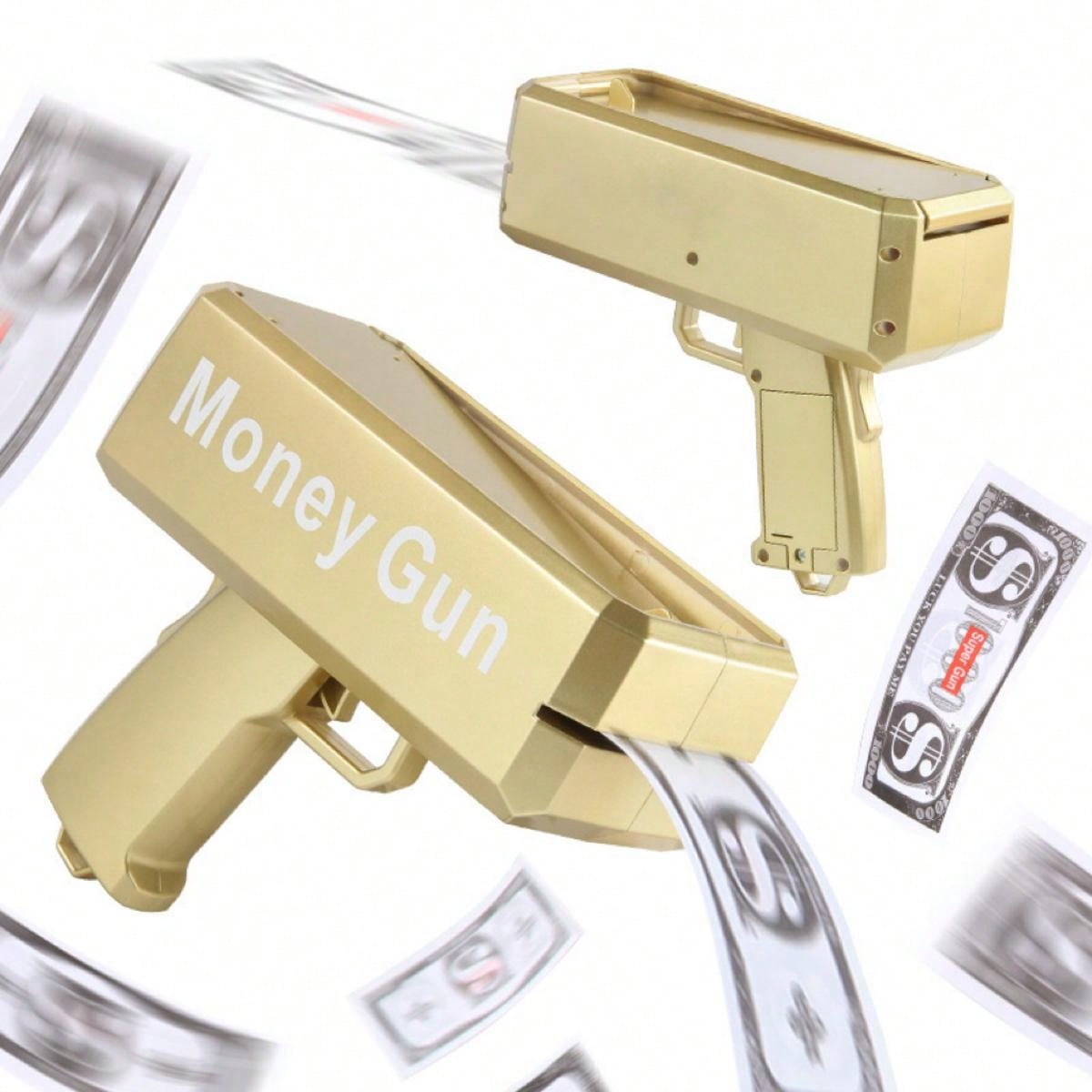 1pc 19cm Gold Electric Money Gun Toy, Party Atmosphere Cash Cannon, Battery Not Included (Includes 100pcs Bills),Christmas Gold