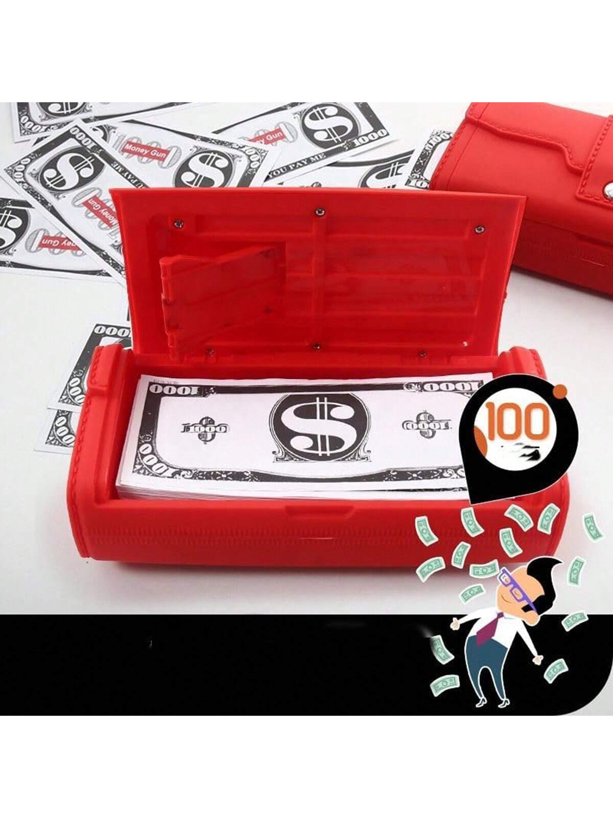 Electric  Money Guns Shooter Red, Cash Cannon Money Shooter Toy Gun Money Wallet With Fake 100 Paper Bills, Party Toy Dispenser Cash Toy Handheld Cash Gun For Game Movies And Birthday Bachelor Parties Red