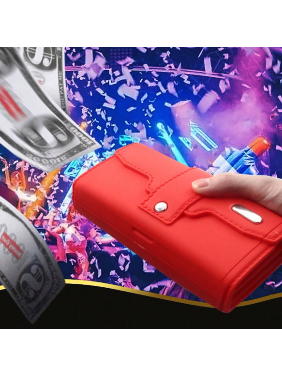 Electric  Money Guns Shooter Red, Cash Cannon Money Shooter Toy Gun Money Wallet With Fake 100 Paper Bills, Party Toy Dispenser Cash Toy Handheld Cash Gun For Game Movies And Birthday Bachelor Parties Red