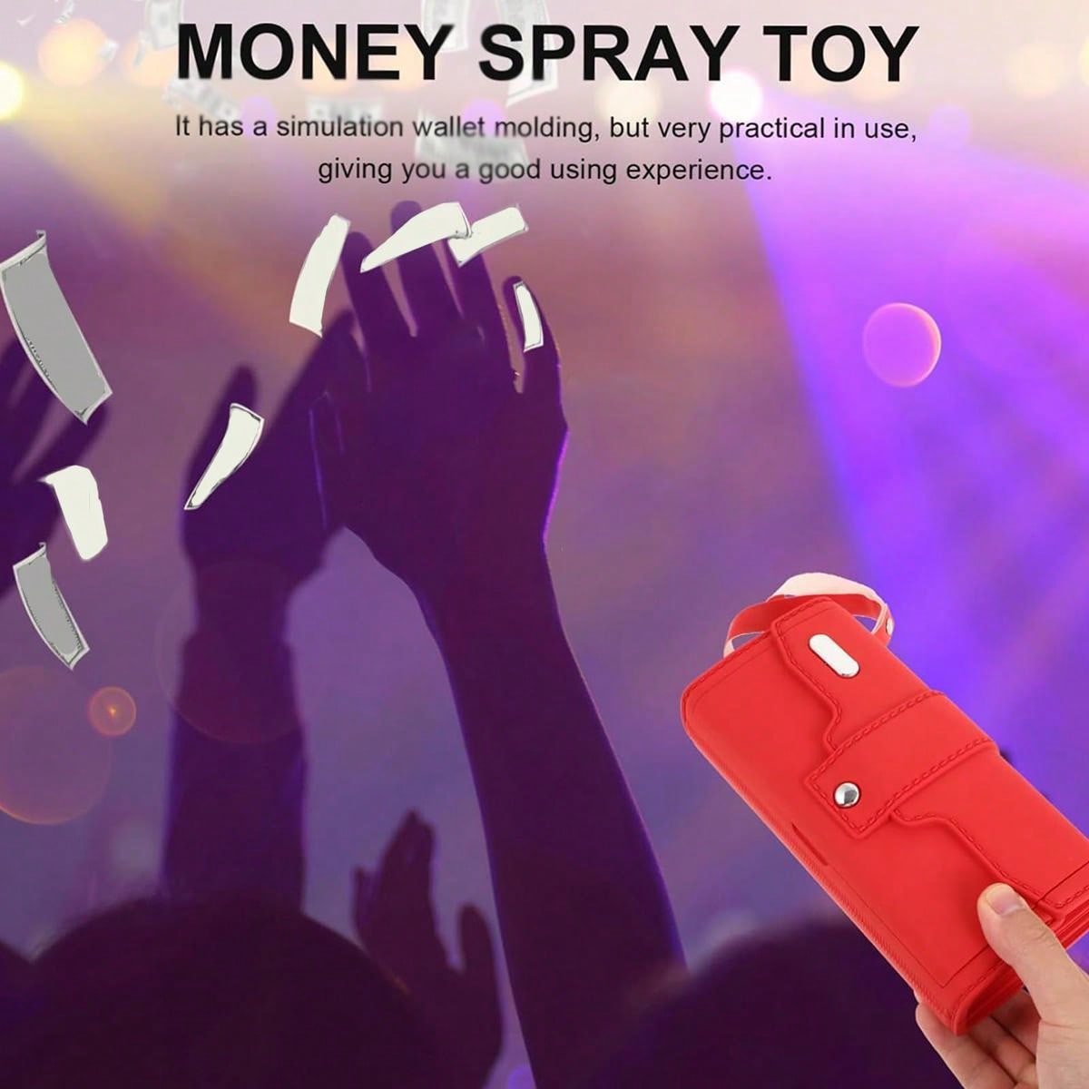 Money Gun With Props Wallet Cash Cannon Money Gun Toy Gun Party Supplies With Money Spray Gun With Fake Banknotes 100pcs For Party Birthday Wedding Gift Red Red