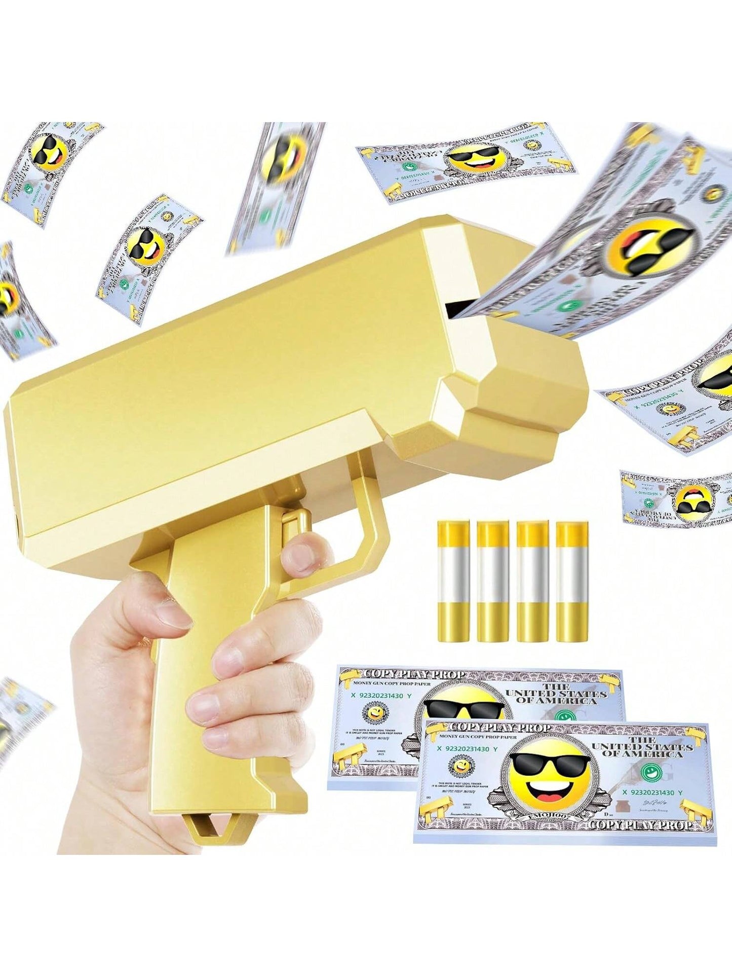 Make It Rain Money Gun With 100 PCS Prop Paper, Paper Playing Spary Money Toy Gun, Prop Money Gun Cash Gun Toy Party Supplies  Thrower Gun For Game Movies Gold 1