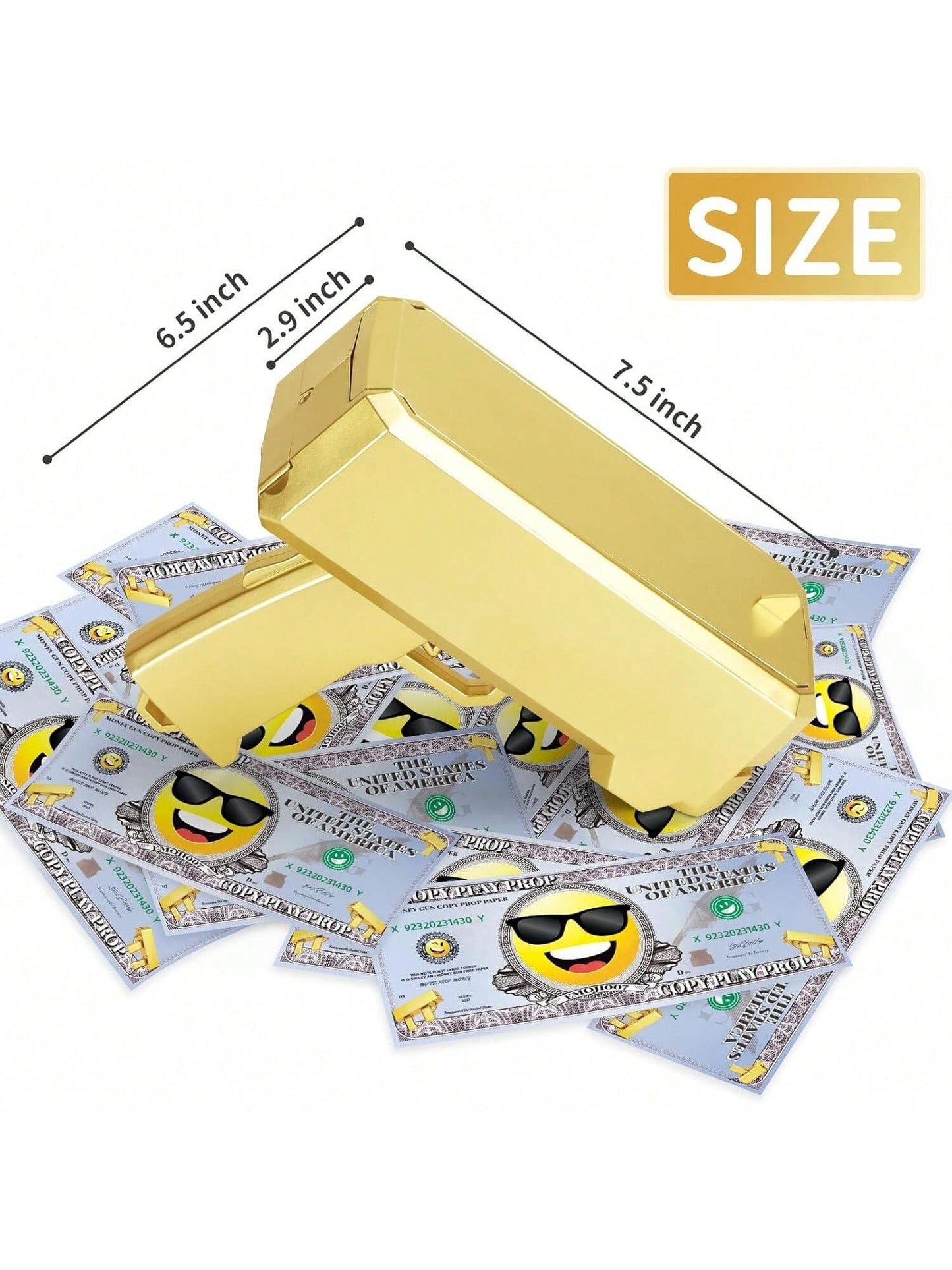 Make It Rain Money Gun With 100 PCS Prop Paper, Paper Playing Spary Money Toy Gun, Prop Money Gun Cash Gun Toy Party Supplies  Thrower Gun For Game Movies Gold 1