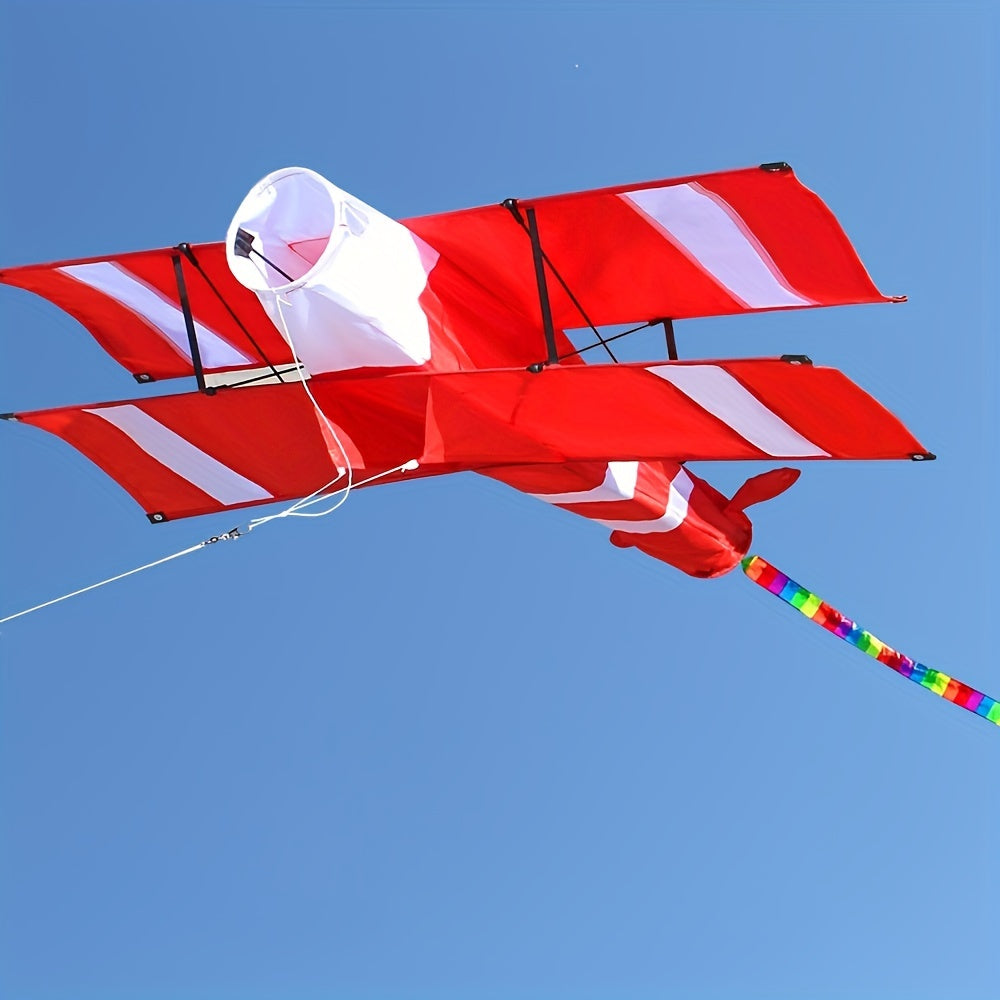 High-Flying Red & White Dual-Layer 1 Large 3D Plane Kite - 33.9\