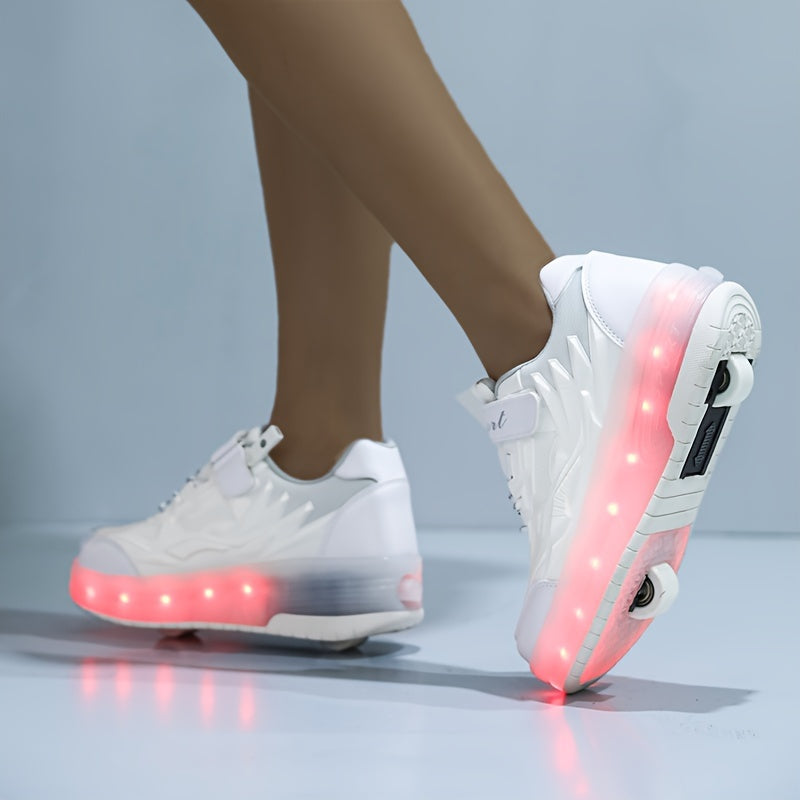 Product Girls' Sports Outdoor Shoes with Charging Switch, Luminous Shoes, Dual Wheels and Removable Front Wheels Plus Hidden Rear Wheels for Running Shoes Skateboard Shoes Children's Shoes