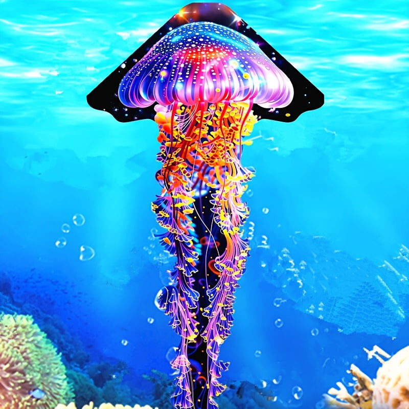A Cool Giant Jellyfish Kite, Octopus Kite - Perfect for Outdoor Family Parties, Spring Activities, Durable And Easy to Assemble - Creative Ocean Themed Animal Themed Kite for Beach, Patio Lawn And Park, Holiday Gift Birthday Gift