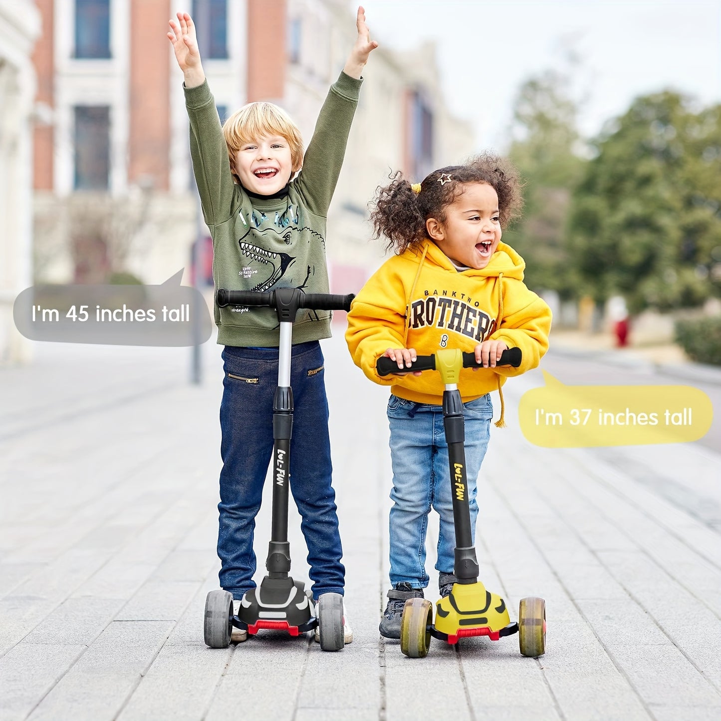 Scooter For Kids Ages 3 Years Old And UP, Extra-Wide Foldable Kick Scooter Kids With 4 Adjustable Height And Lean-to-Steer, Maximum Load Is 110.23LB