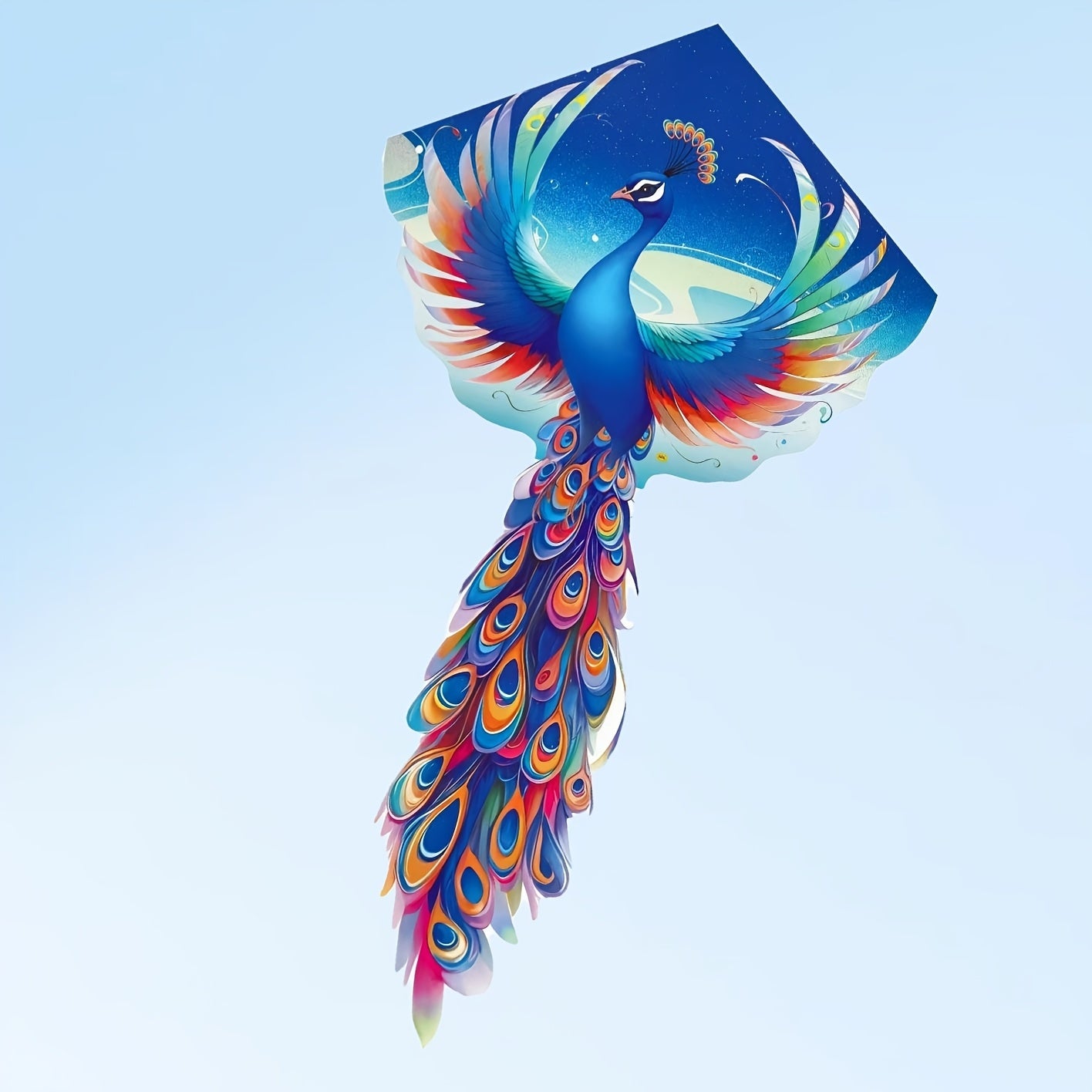 Perfect Festive Tail Beach Kite Vibrant Multicolor Peacock Kite - Large, Colorful 3D-Cut Polyester Bird Design with Festive Tail - Ideal for Beach, Park, and Yard Fun - Perfect Christmas Gift