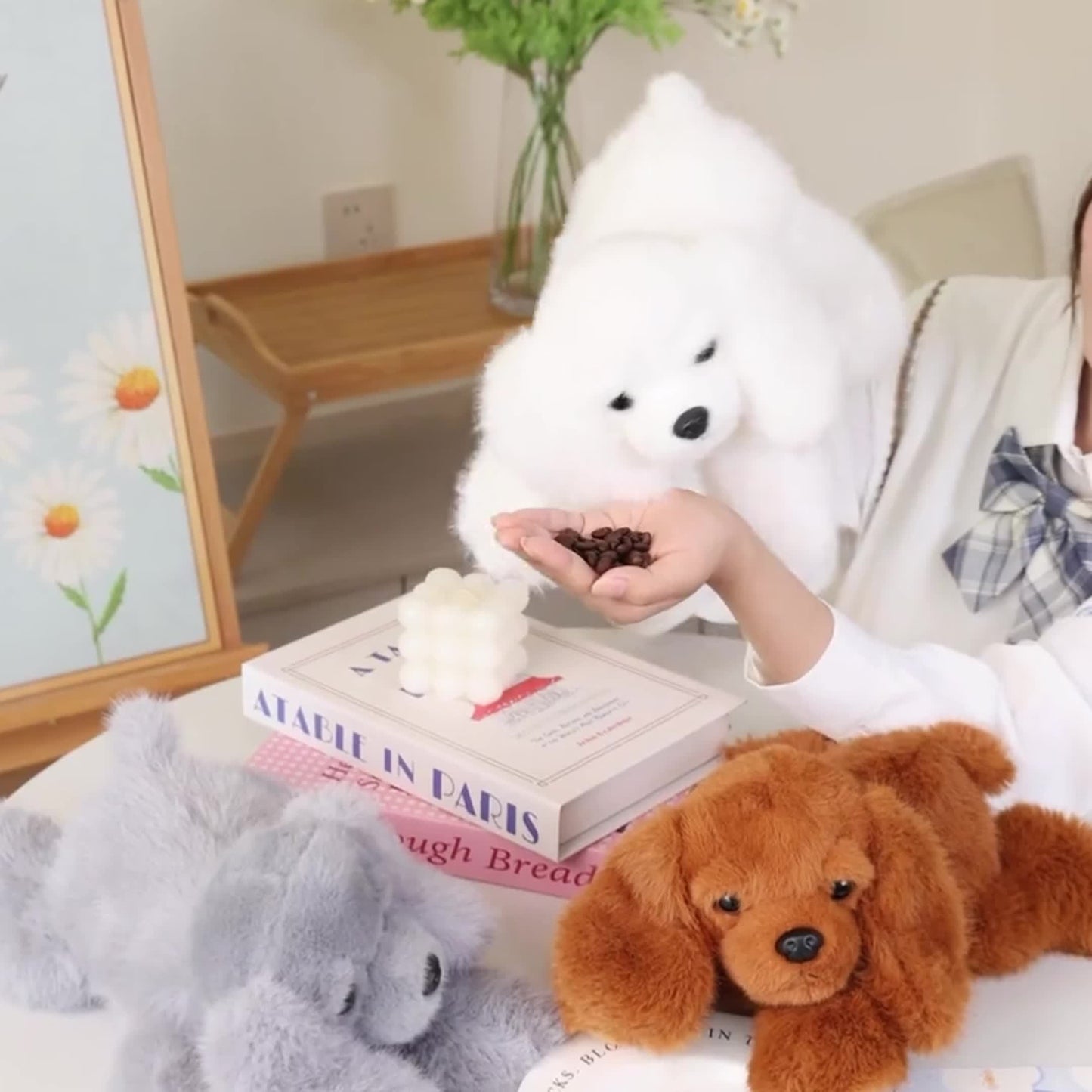 30Cm\u002F11.81In Lying Dog Plush Toy Simulation Planky Dog Doll - Black, White, Brown, Gray Stuffed Animal Soft Kawaii Plushies - Cuddle Pillow, Cute Plushies - Birthday, Valentine'S Day
