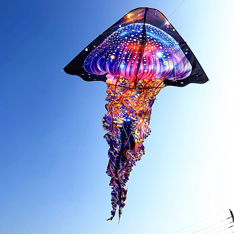 A Cool Giant Jellyfish Kite, Octopus Kite - Perfect for Outdoor Family Parties, Spring Activities, Durable And Easy to Assemble - Creative Ocean Themed Animal Themed Kite for Beach, Patio Lawn And Park, Holiday Gift Birthday Gift