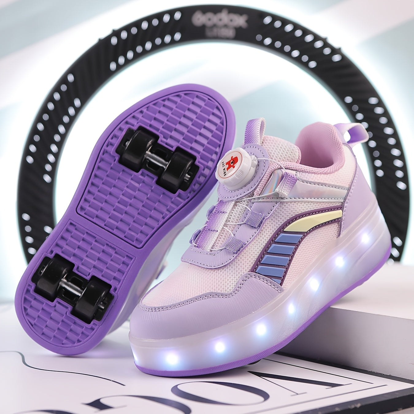 Student And Children'S Fashionable LED Luminous Shoes, Outdoor Sports And Leisure Skateboarding Shoes, USB Rechargeable Roller Shoes, Cool, Breathable And Wear-Resistant, Suitable for All Seasons, Luminous Shoes, Detachable Roller Sports Shoes