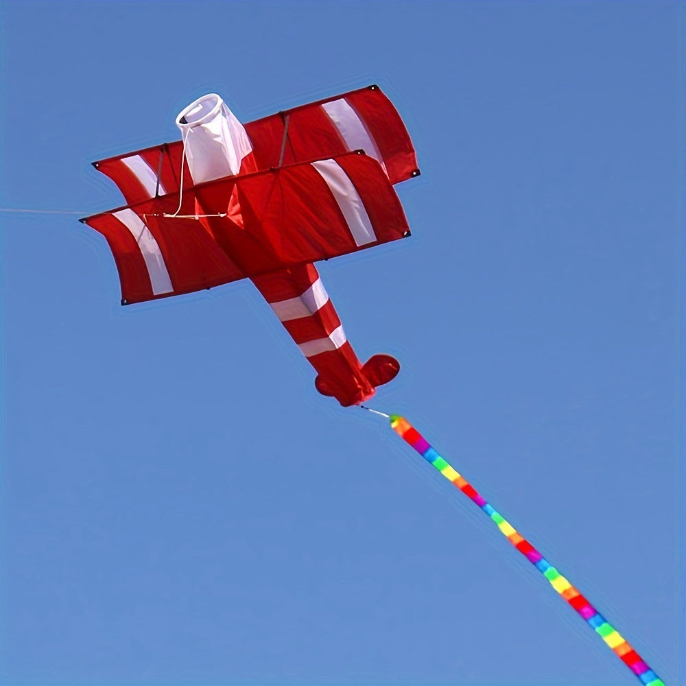 High-Flying Red & White Dual-Layer 1 Large 3D Plane Kite - 33.9\
