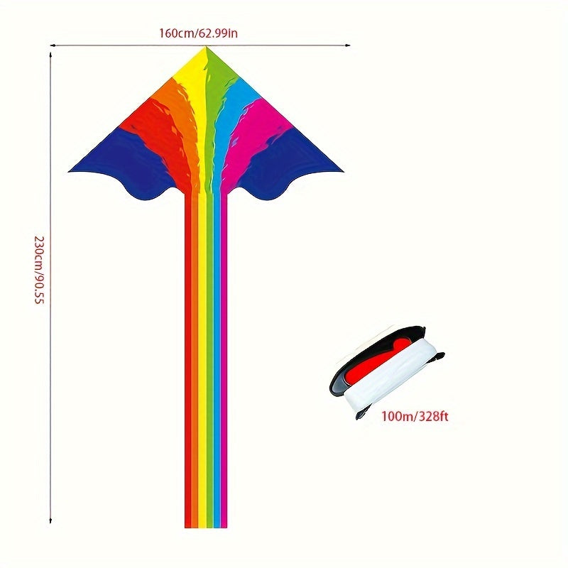Rainbow Bird Kite for Sports with Dual Line Control, 230cm Wingspan with 100m String, Chemical Fiber Material, Precision Positioning Printing - Kite Flying Travel Accessory from Other Regions