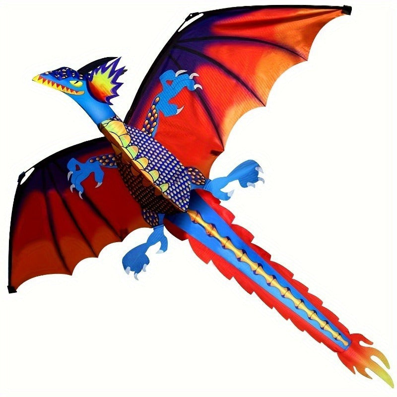 Giant 3D Pterosaur Kite with Spiral Tail - Durable Polyester & Fiberglass, Perfect for Beach & Park Fun, Mixed Color
