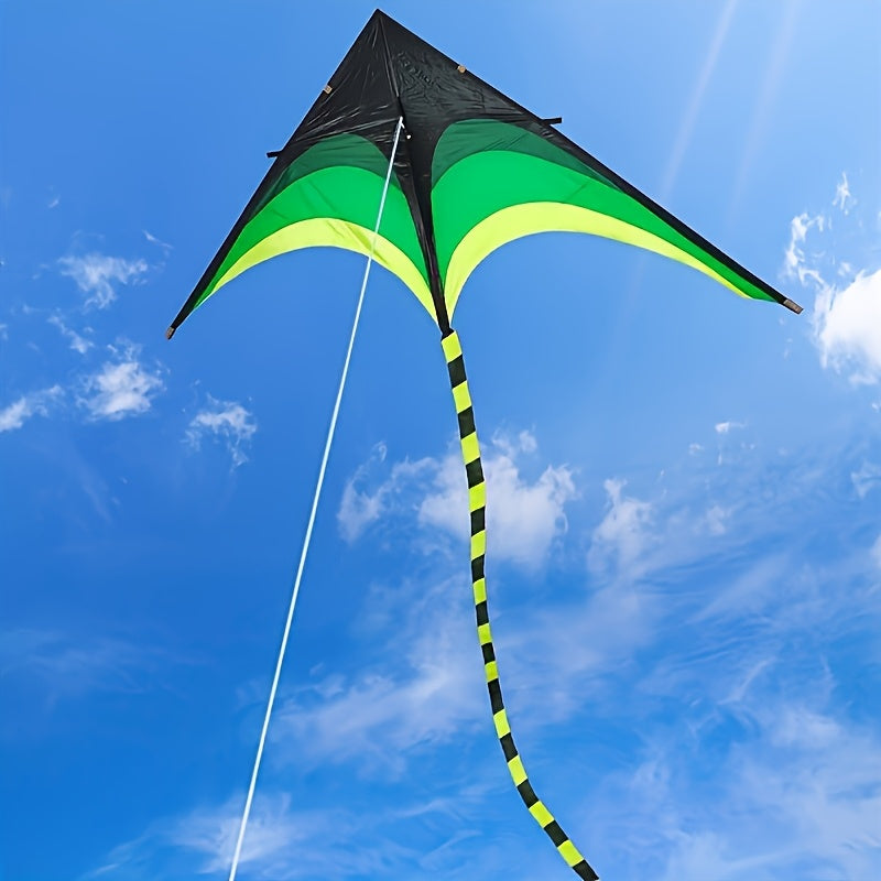 A Professional Triangular Green Kite with a Tail, High-Quality Outdoor Beach Game, Includes a Kite Line Board, Suitable for Beginners, Making It an Ideal Gift for Thanksgiving And Christmas.