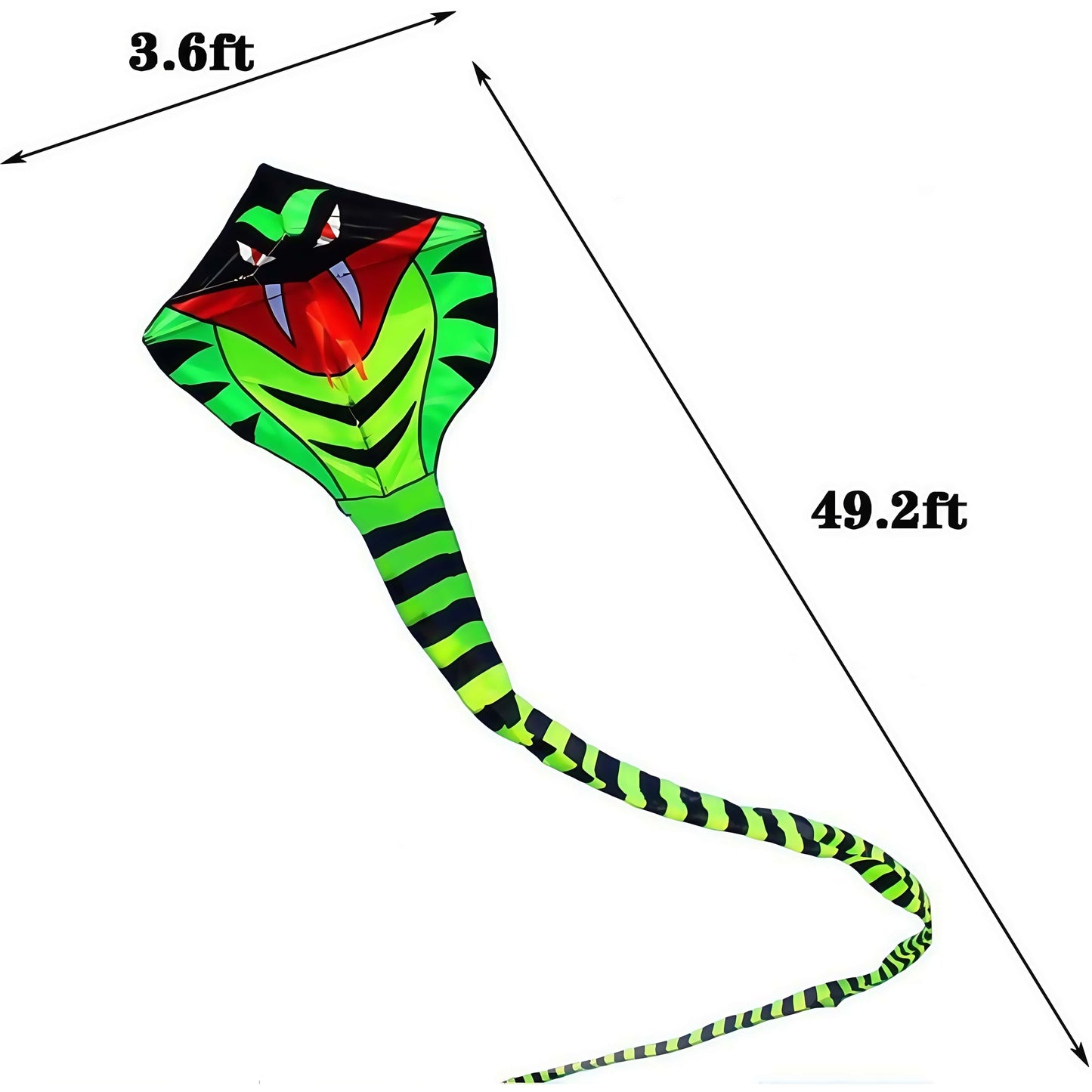 49ft Giant Cobra Snake Kite with Colorful Long Tail & 1476 ft String Line, Includes 7.8\