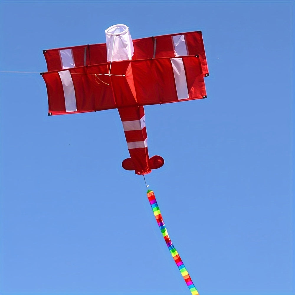 High-Flying Red & White Dual-Layer 1 Large 3D Plane Kite - 33.9\