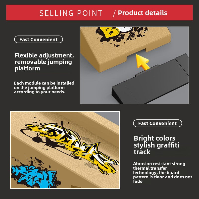 Hand Finger Skateboard Skiing Park Slope Set, 6-in-1 Fingerboard Skateboard with 6 Slopes and 6 Fingerboards, Fingerboard Half Tube Slope Suitable for Children and Adults Fingerboard Training Props Interactive Freestyle Skateboard Game,