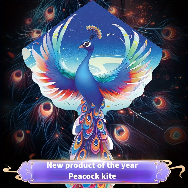 Perfect Festive Tail Beach Kite Vibrant Multicolor Peacock Kite - Large, Colorful 3D-Cut Polyester Bird Design with Festive Tail - Ideal for Beach, Park, and Yard Fun - Perfect Christmas Gift