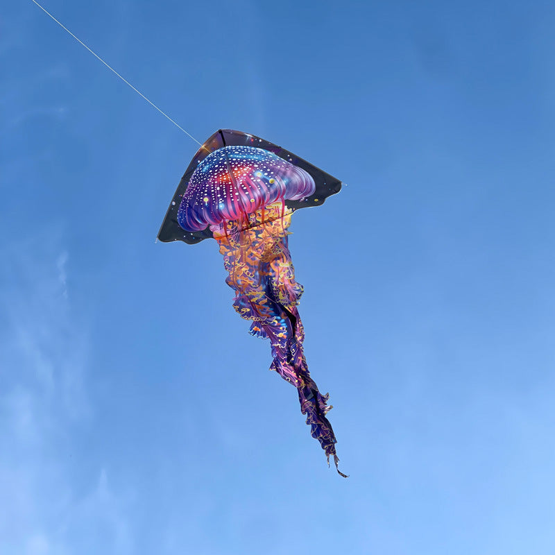A Cool Giant Jellyfish Kite, Octopus Kite - Perfect for Outdoor Family Parties, Spring Activities, Durable And Easy to Assemble - Creative Ocean Themed Animal Themed Kite for Beach, Patio Lawn And Park, Holiday Gift Birthday Gift