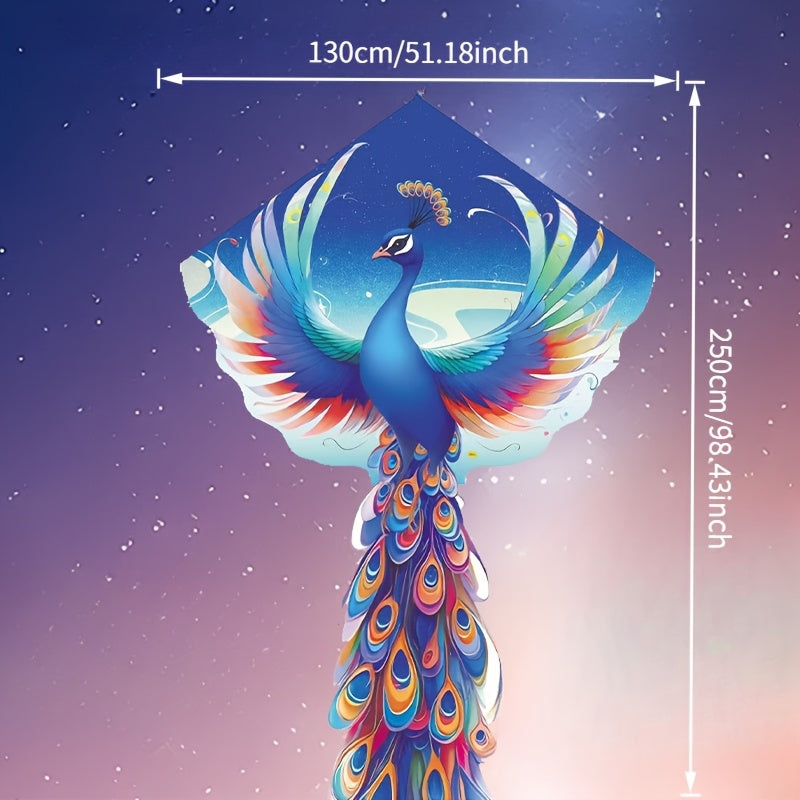 Perfect Festive Tail Beach Kite Vibrant Multicolor Peacock Kite - Large, Colorful 3D-Cut Polyester Bird Design with Festive Tail - Ideal for Beach, Park, and Yard Fun - Perfect Christmas Gift